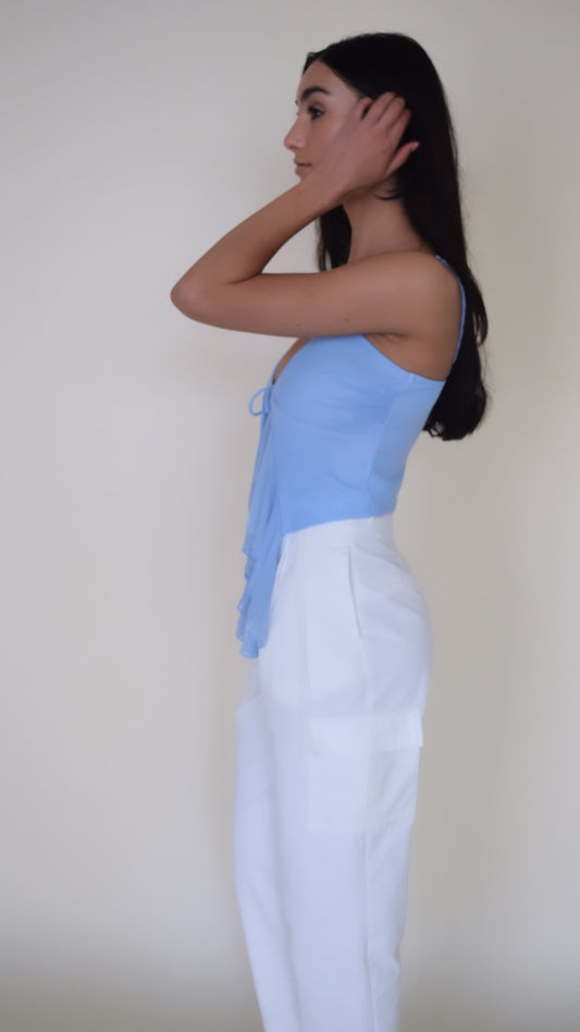 Front Tie Ruffled Top