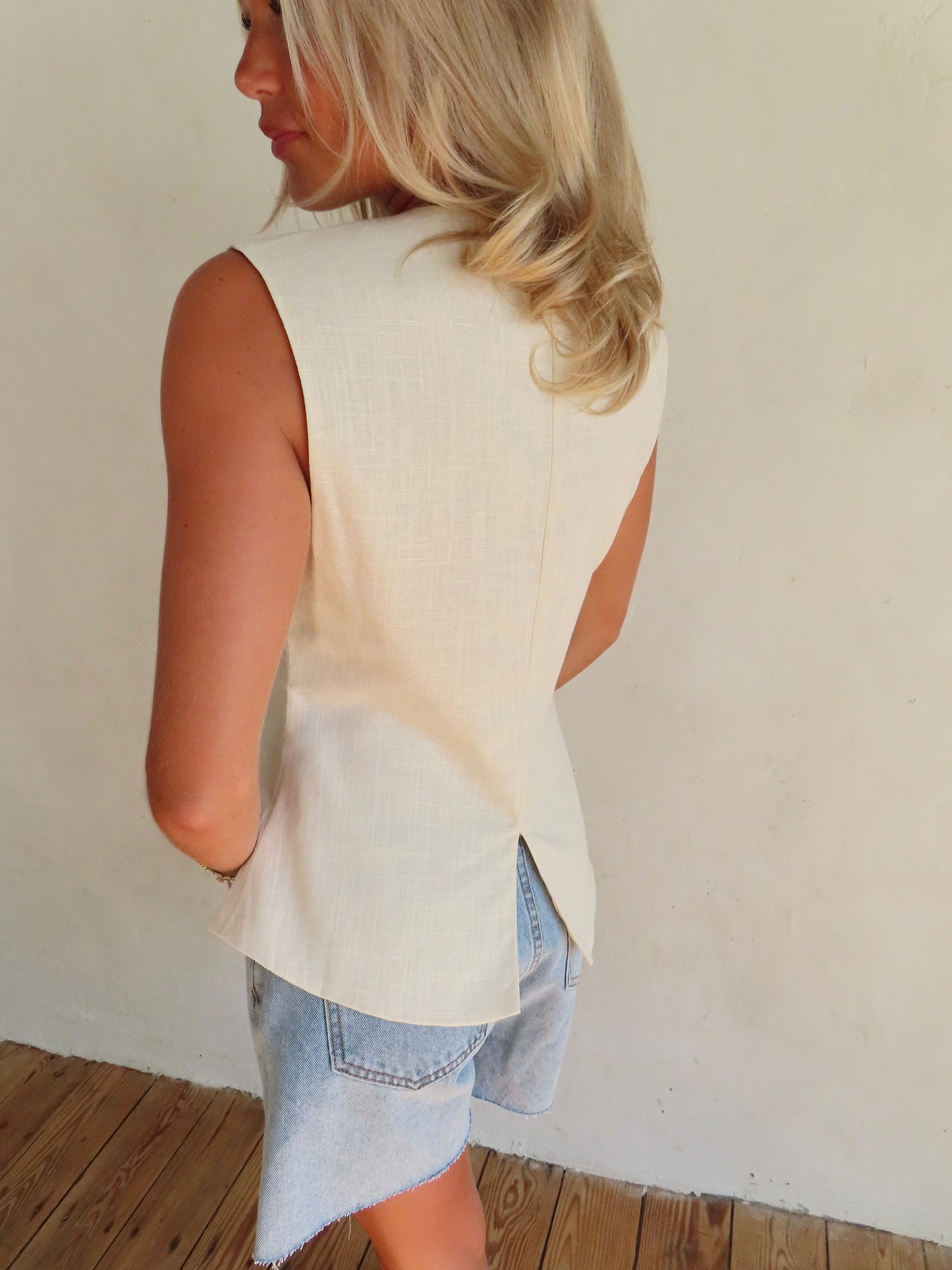 Asymmetric Button Vest Top