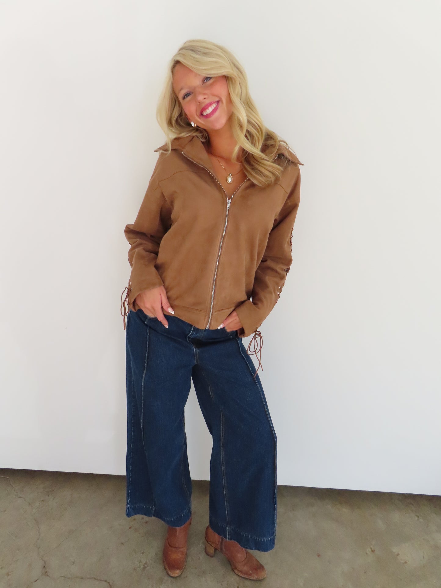 Suede Laceup Jacket