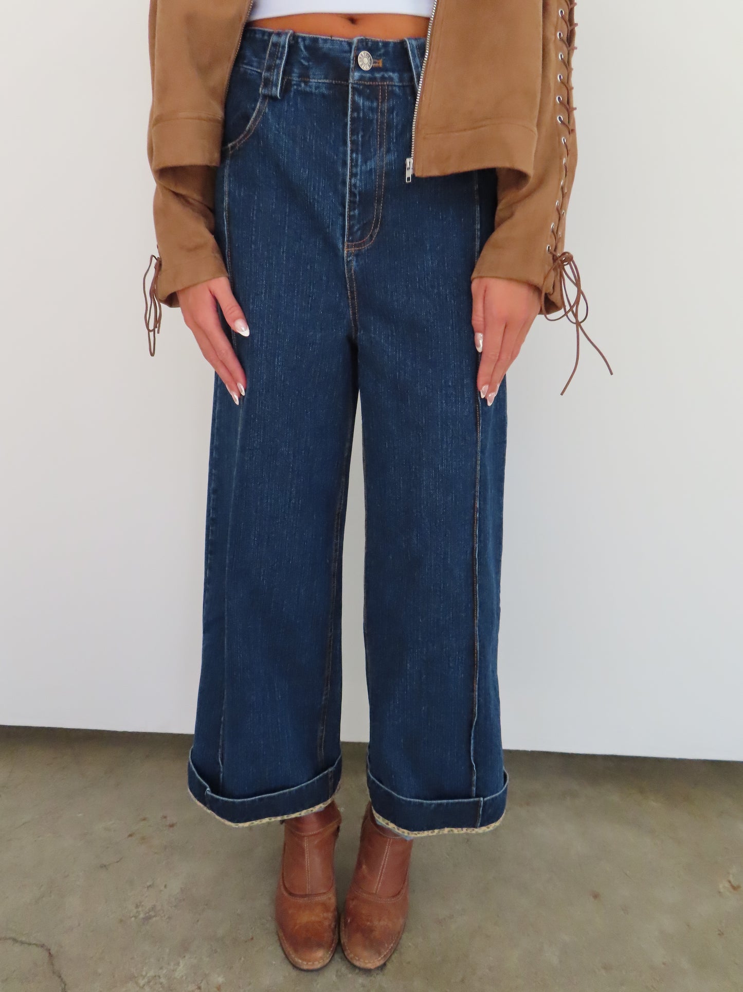 Leopard Roll Up Jeans