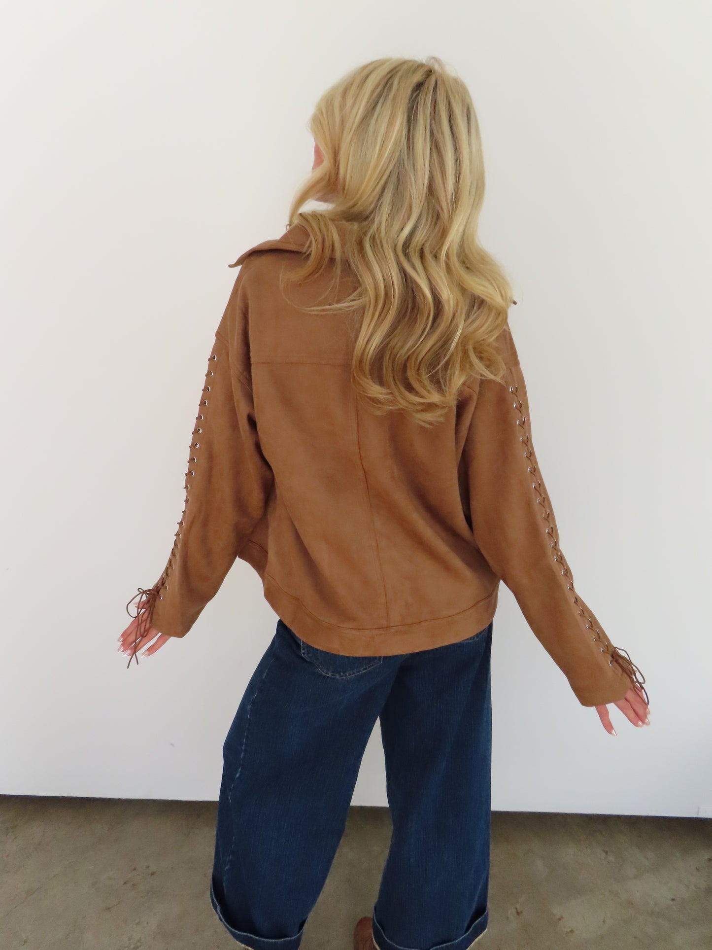 Suede Laceup Jacket