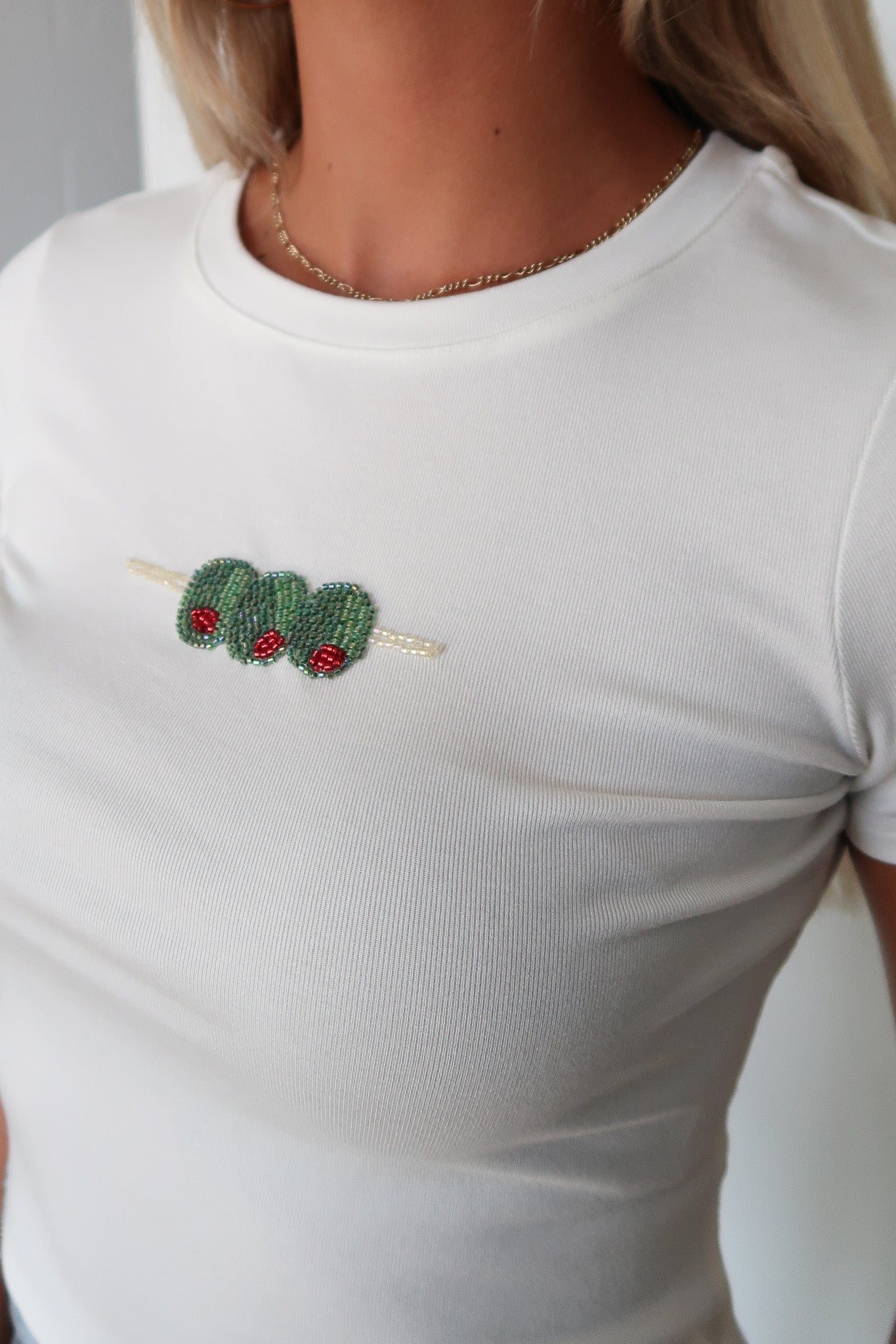 Olive Beaded Tee
