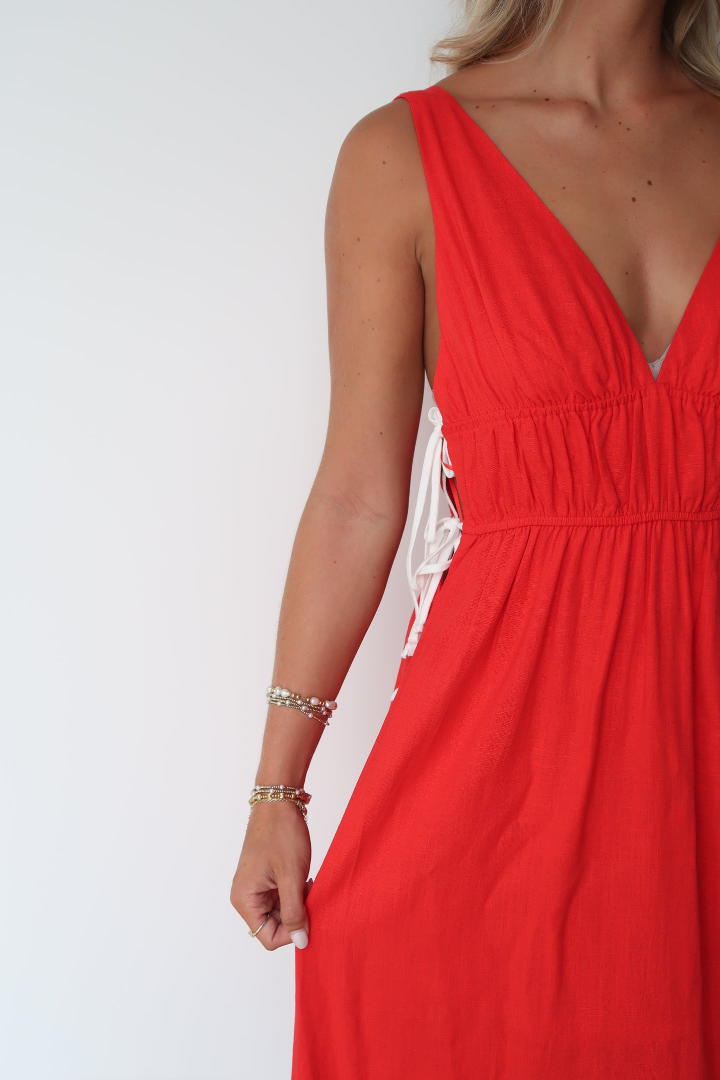 Carmine V-Neck Maxi Dress