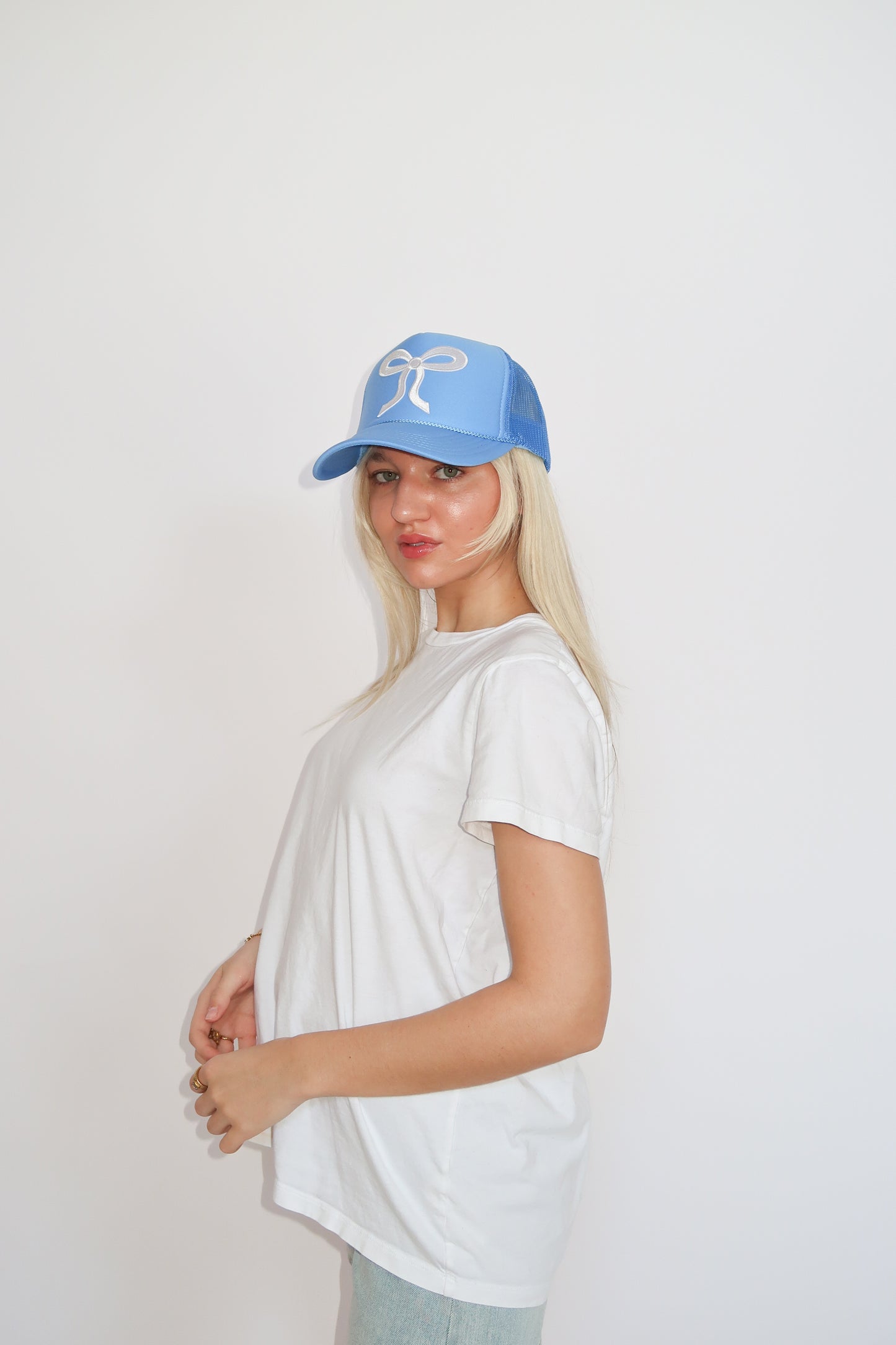 White Bow Trucker Hat