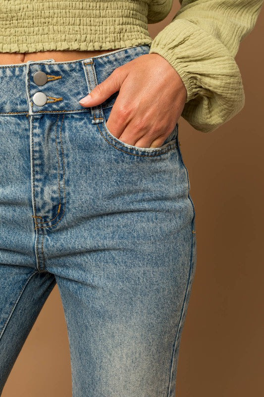 Double Button High Rise Jeans