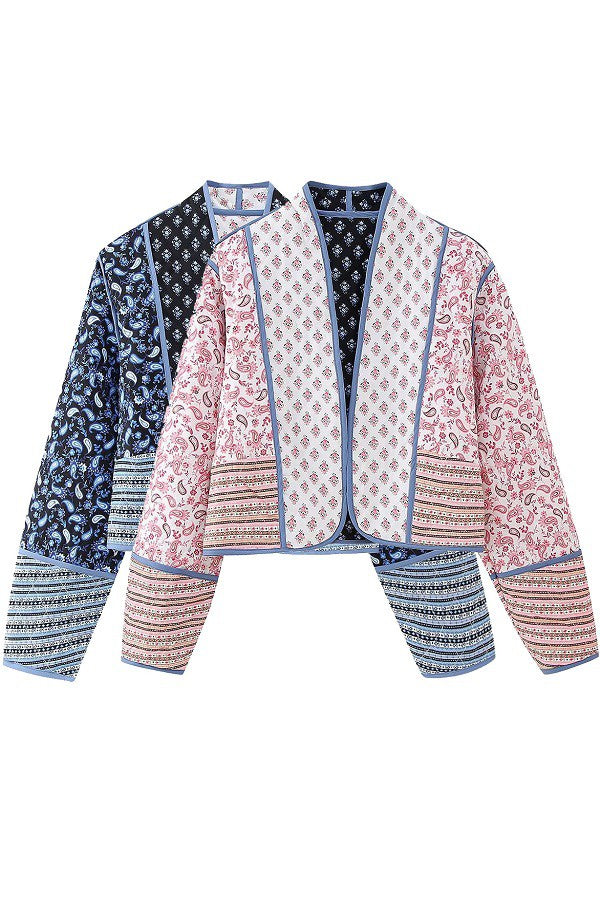 Paisley Print Reversible Crop Jacket