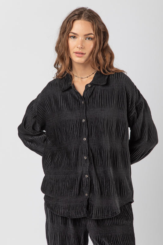 Crinkled Soft Velvet Top