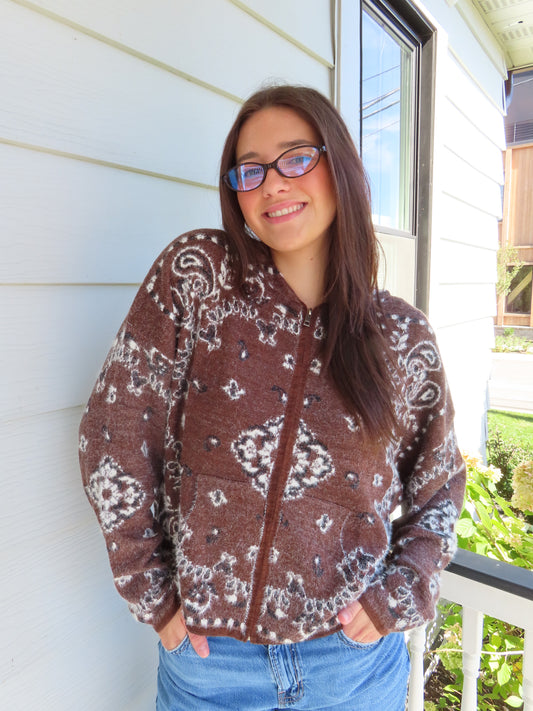 Bandana Print Zip Up