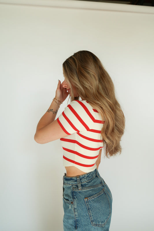 Ruby Striped Cropped Tee