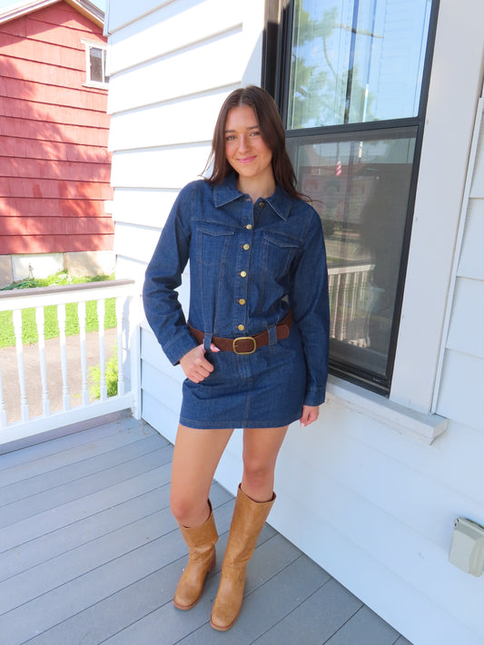 Denim Belted Dress