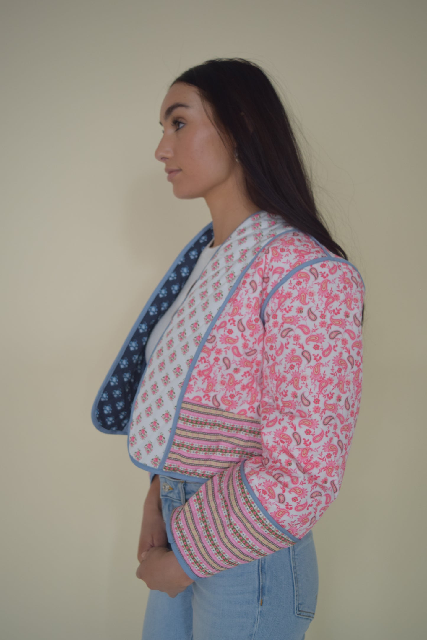 Paisley Print Reversible Crop Jacket