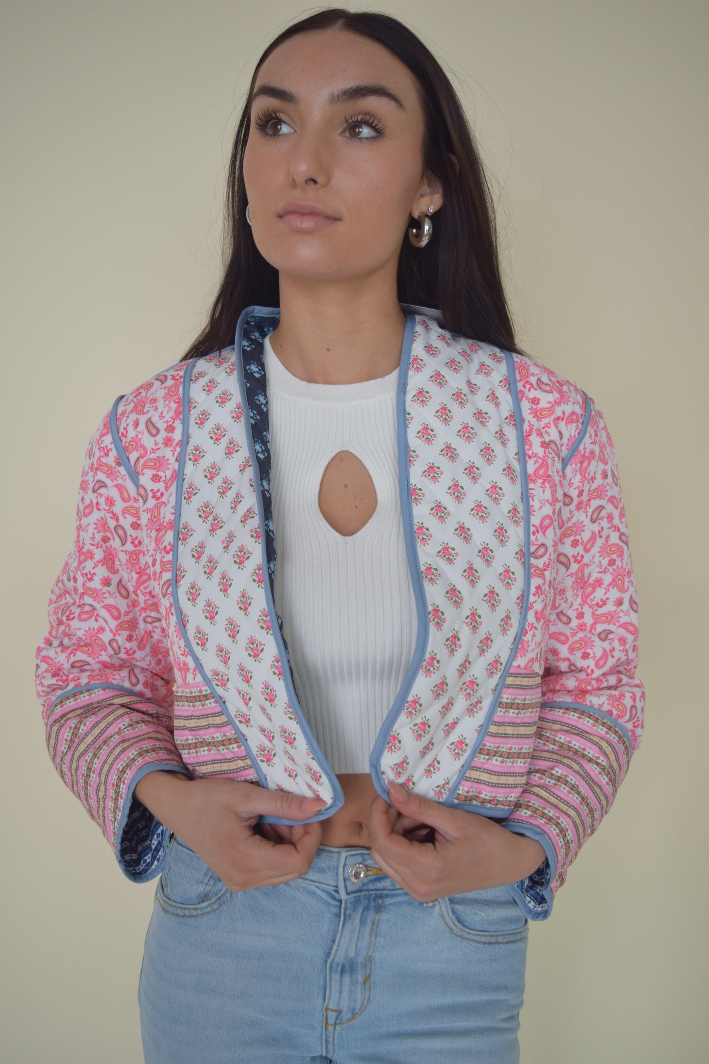 Paisley Print Reversible Crop Jacket