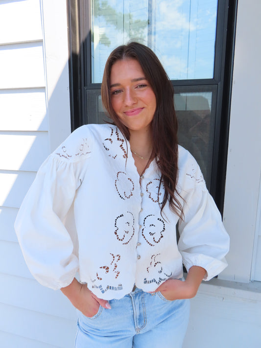 Denim Embroidery Top