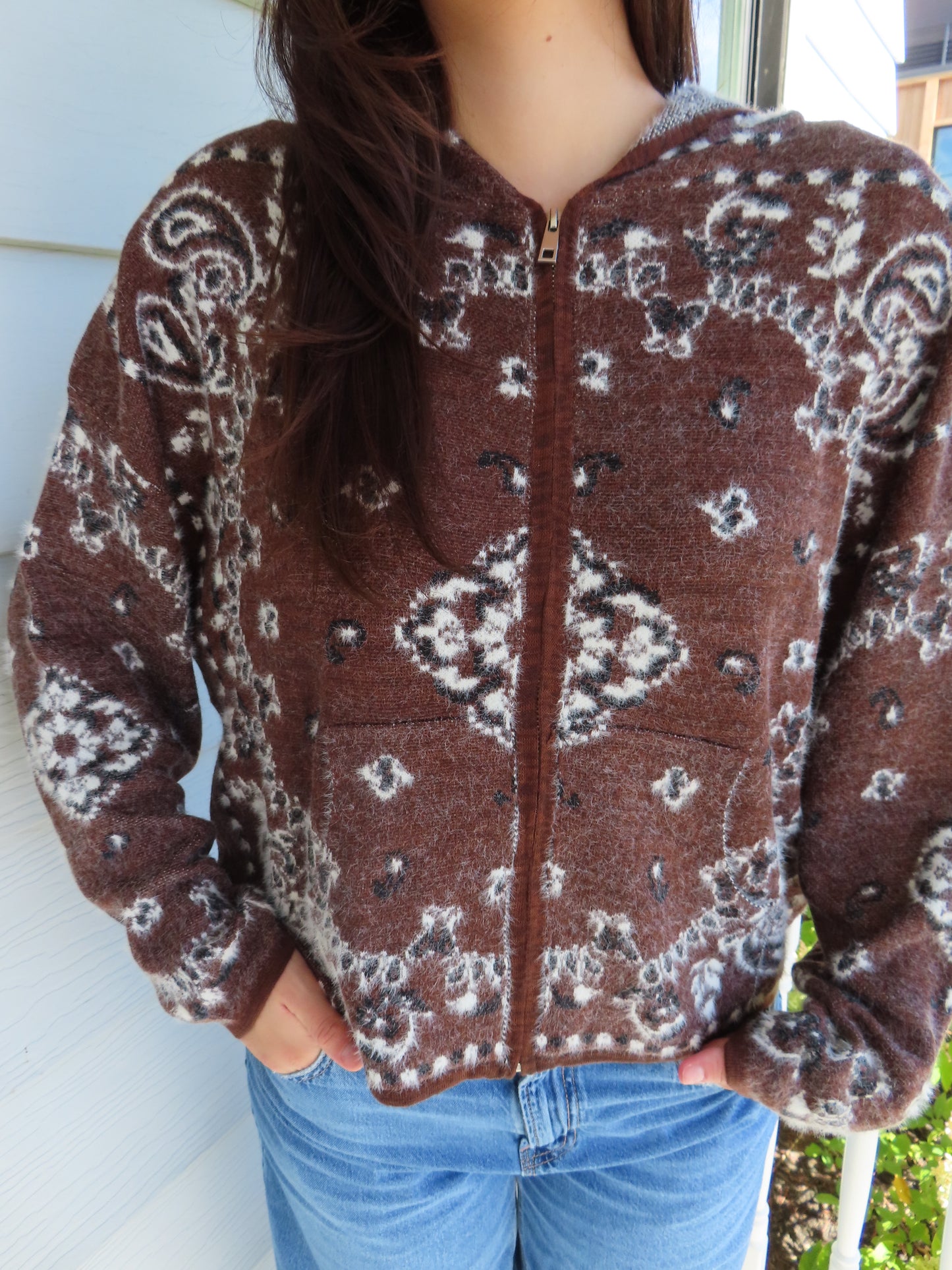 Bandana Print Zip Up