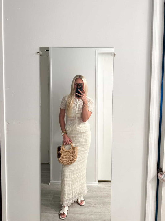 Flora Crinkle Midi Skirt
