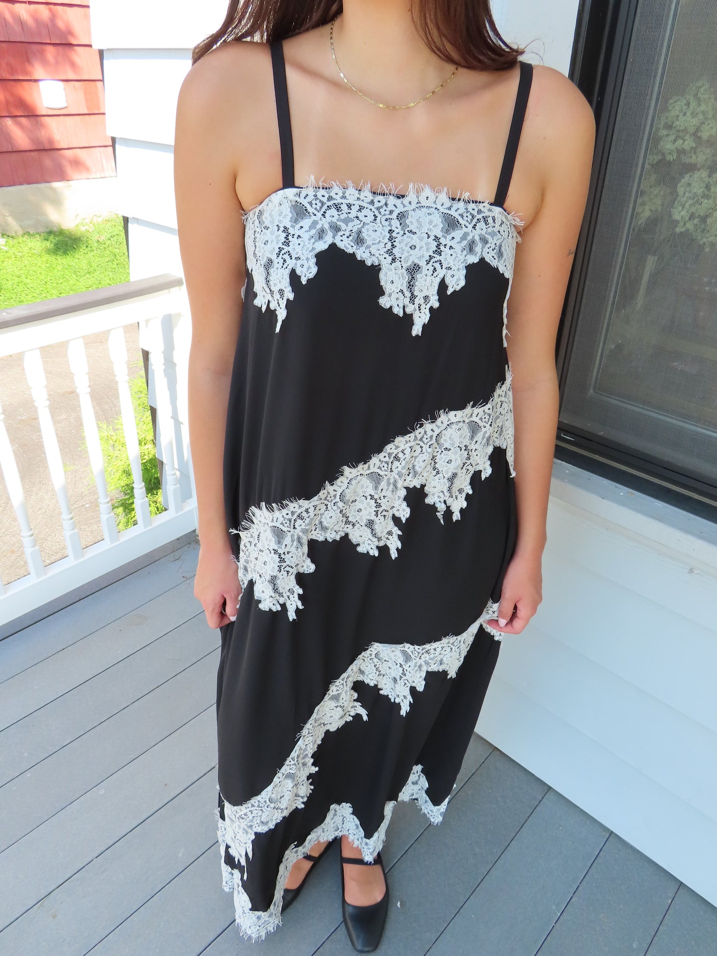 Contrast Lace Maxi Dress