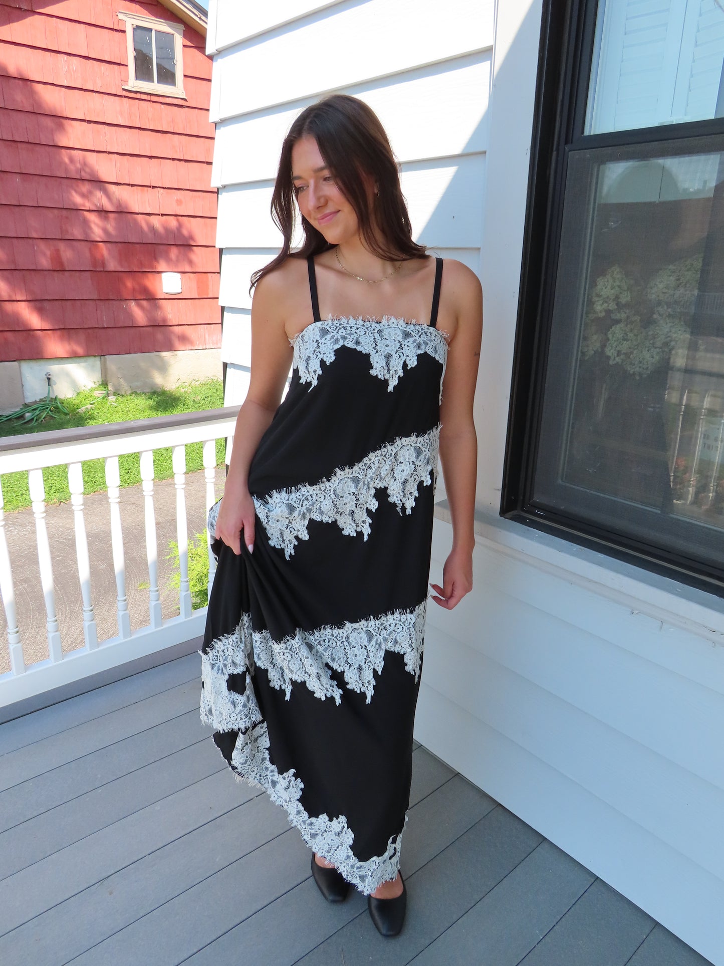 Contrast Lace Maxi Dress
