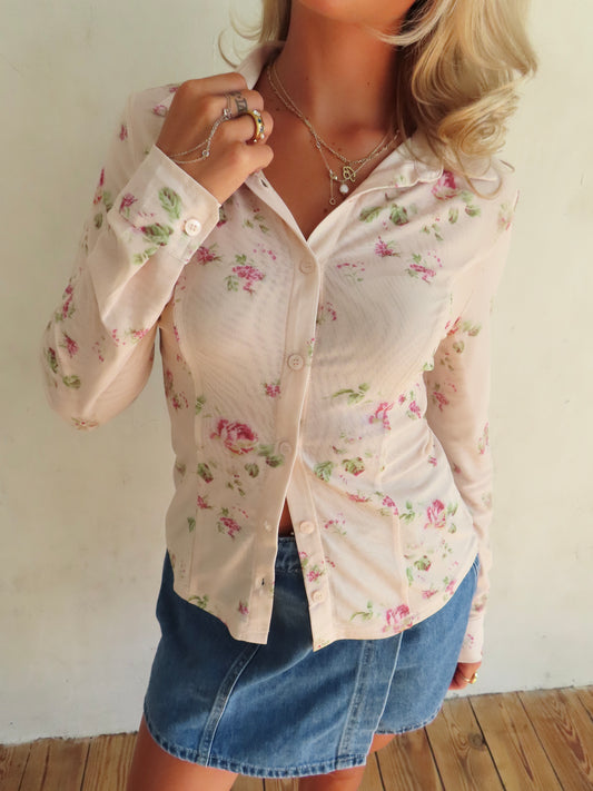 Floral Mesh Top