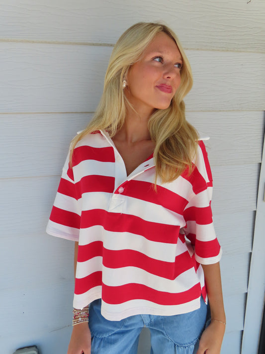Striped Oversized Polo Top