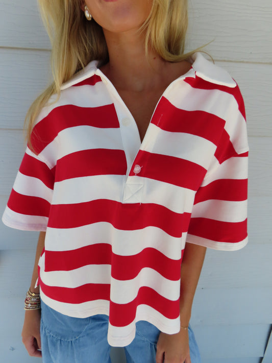 Striped Oversized Polo Top