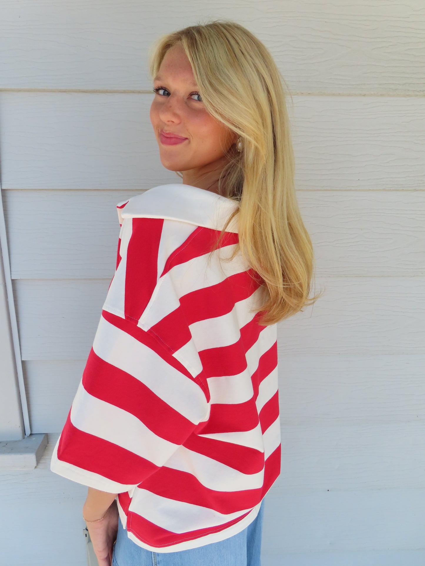 Striped Oversized Polo Top