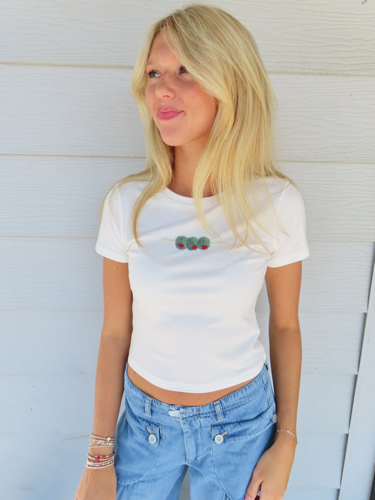 Olive Beaded Tee