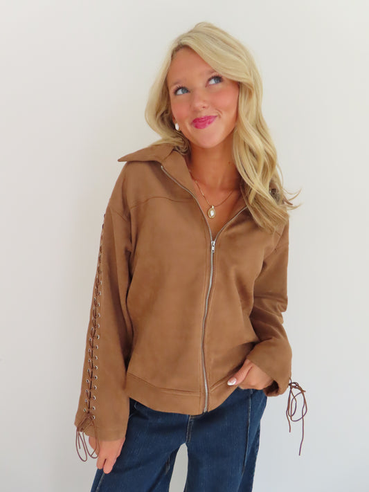 Suede Laceup Jacket
