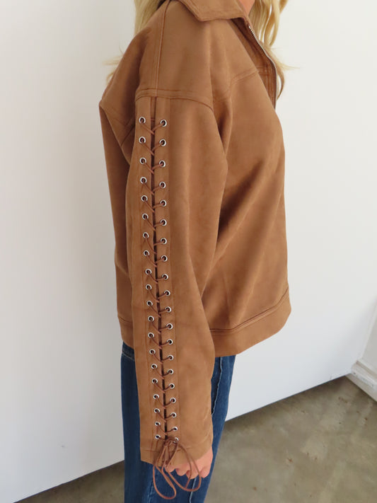 Suede Laceup Jacket
