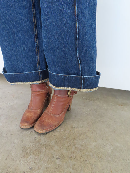 Leopard Roll Up Jeans