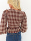 Plaid Balloon Sleeve Top