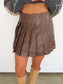 Faux Leather Pleated Skirt