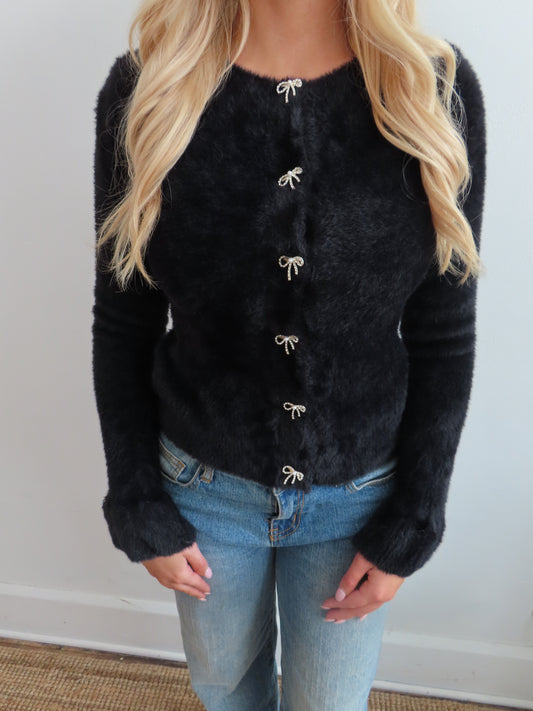 Rhinestone Button Cardigan