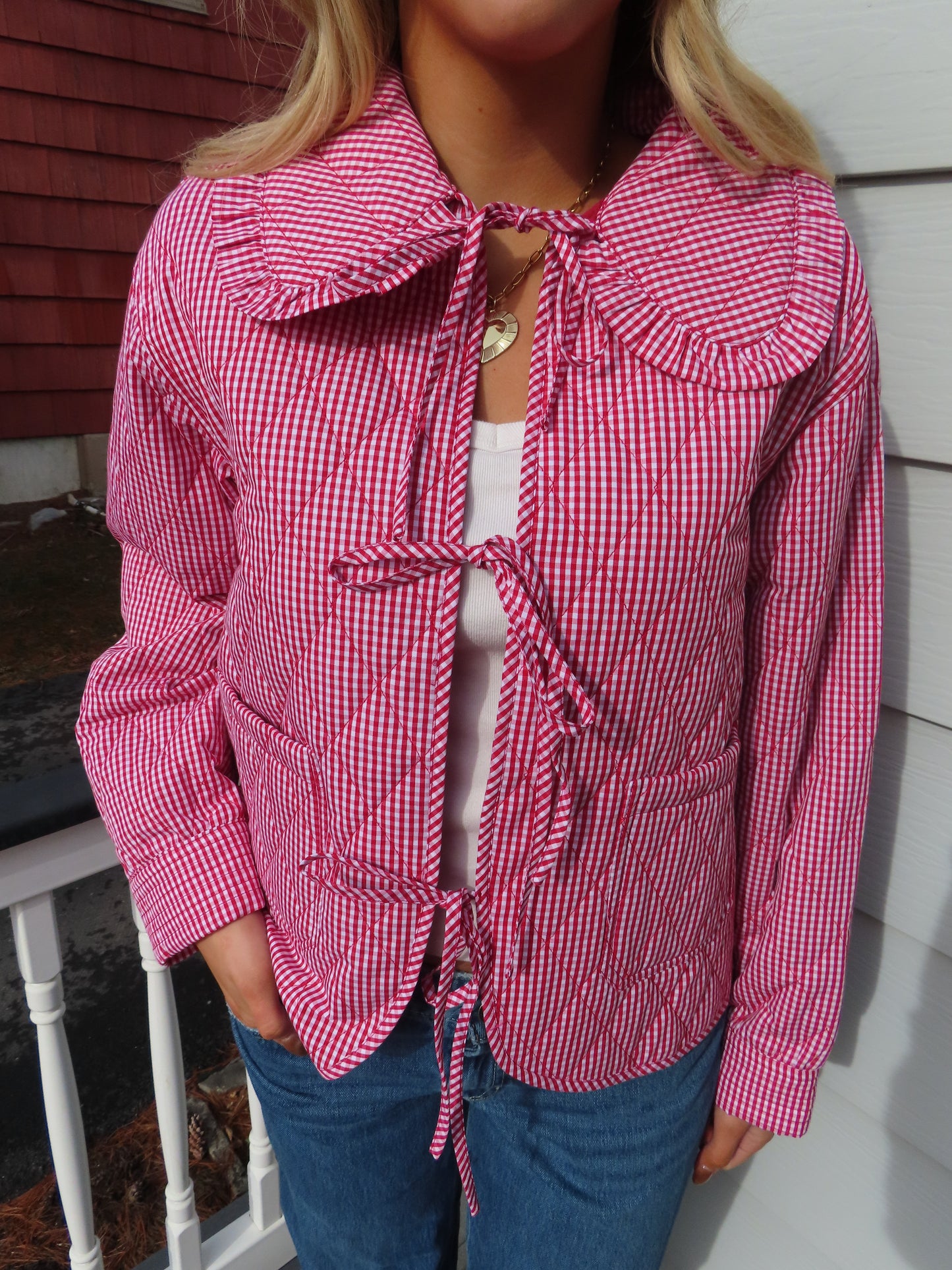 Gingham Front Tie Jacket