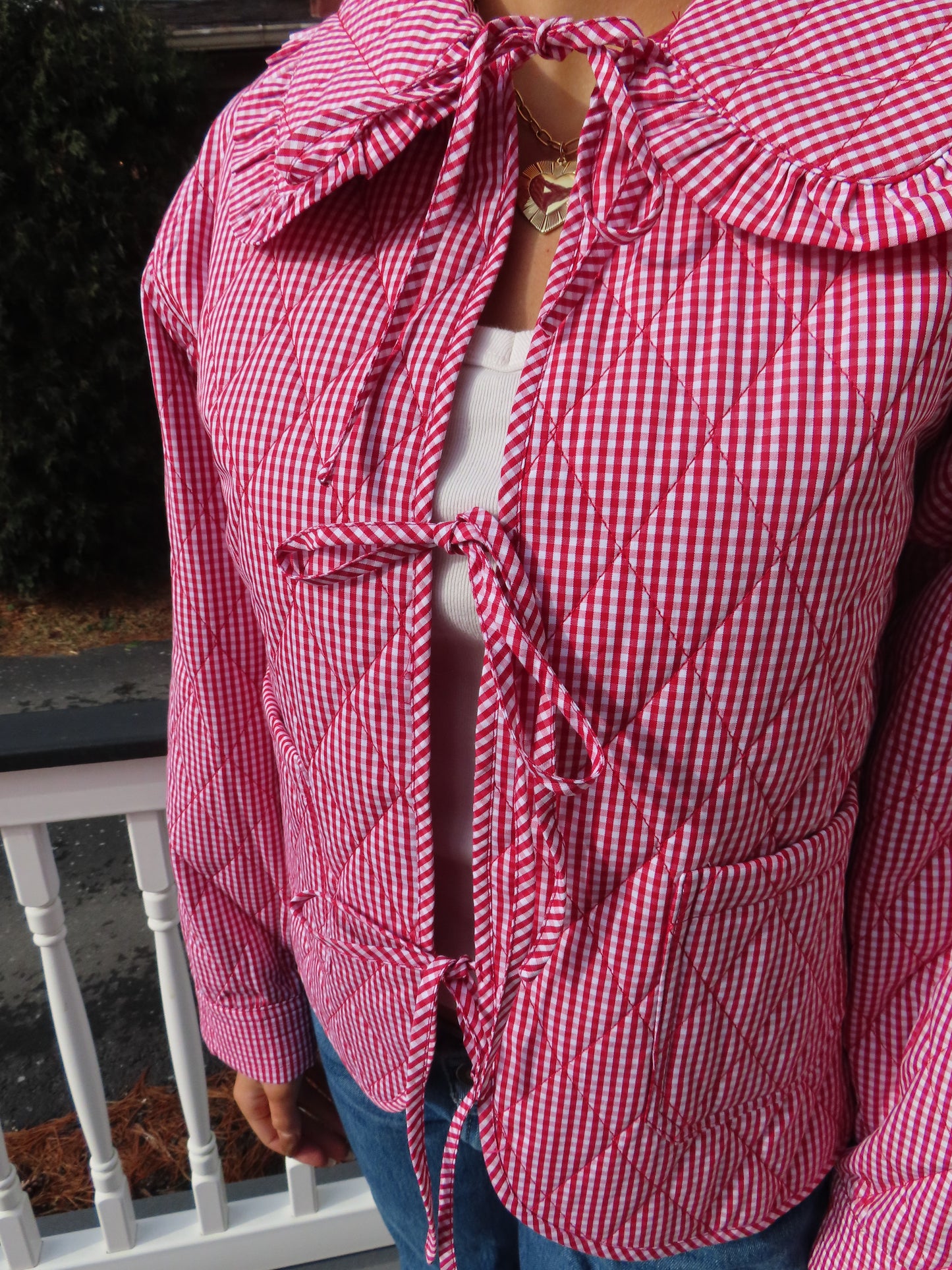 Gingham Front Tie Jacket