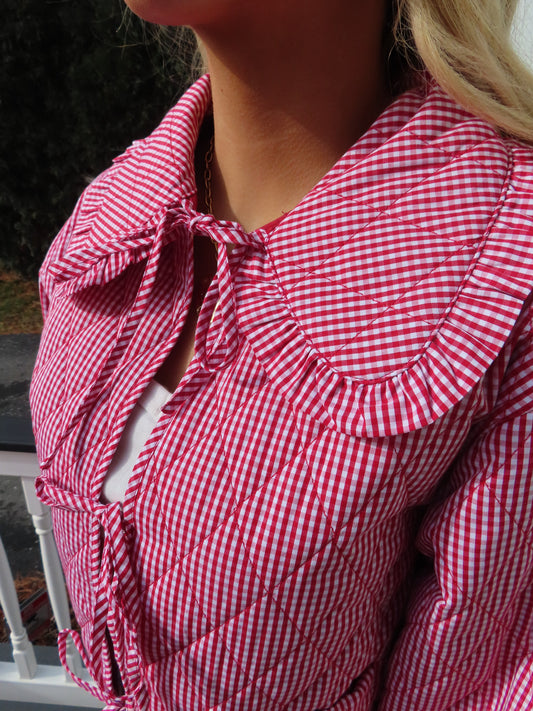 Gingham Front Tie Jacket