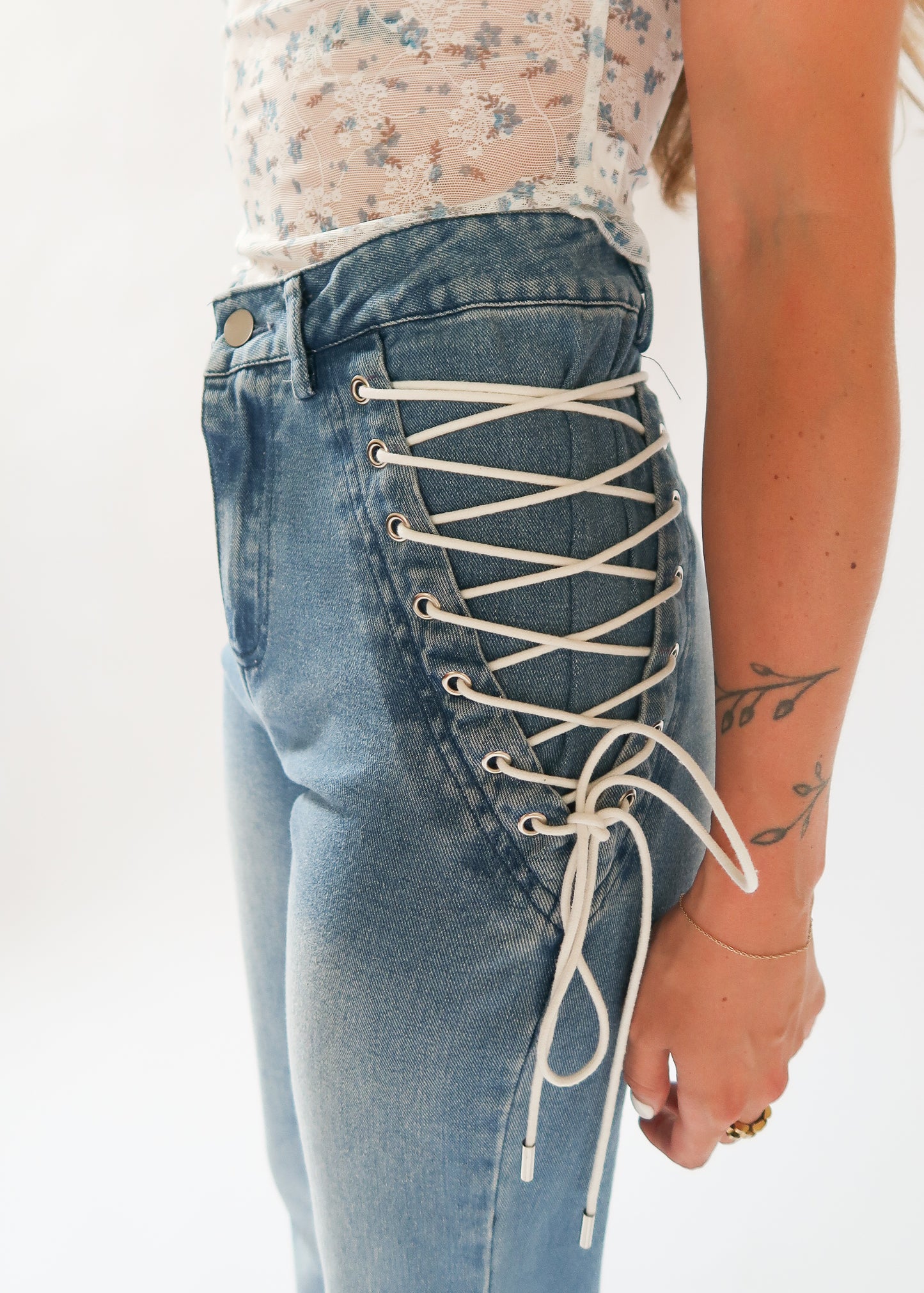 Lace up Denim