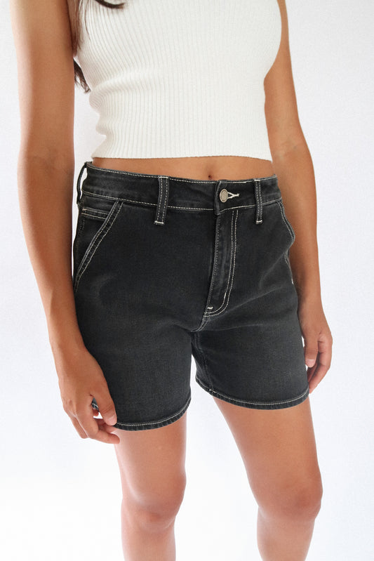 Black Denim Utility Short