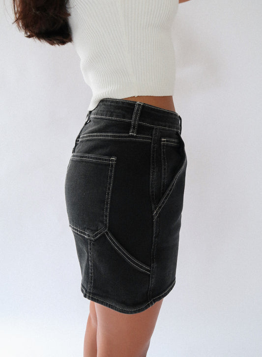 Black Denim Utility Short