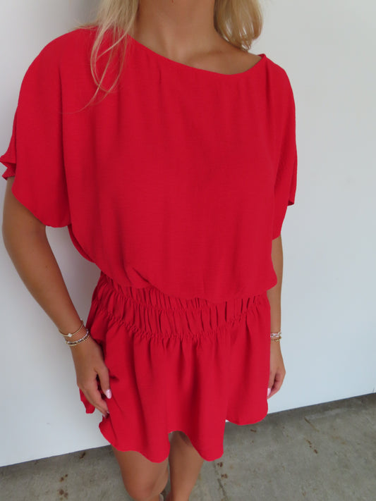 Boat Neck Mini Dress