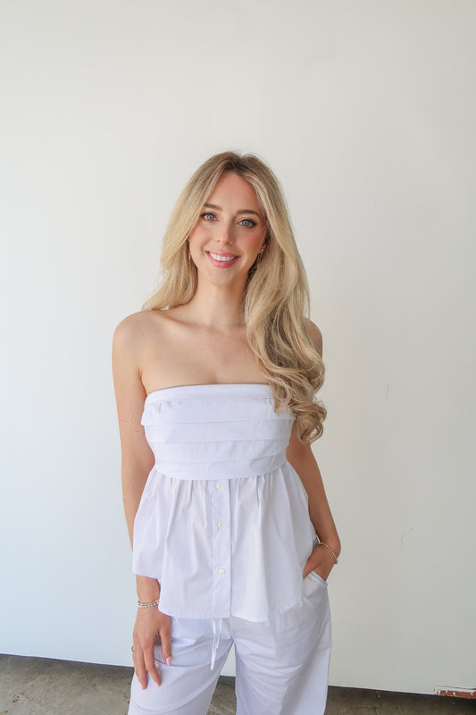 Brooke Strapless Pleated Top