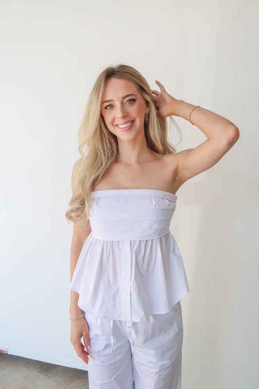 Brooke Strapless Pleated Top