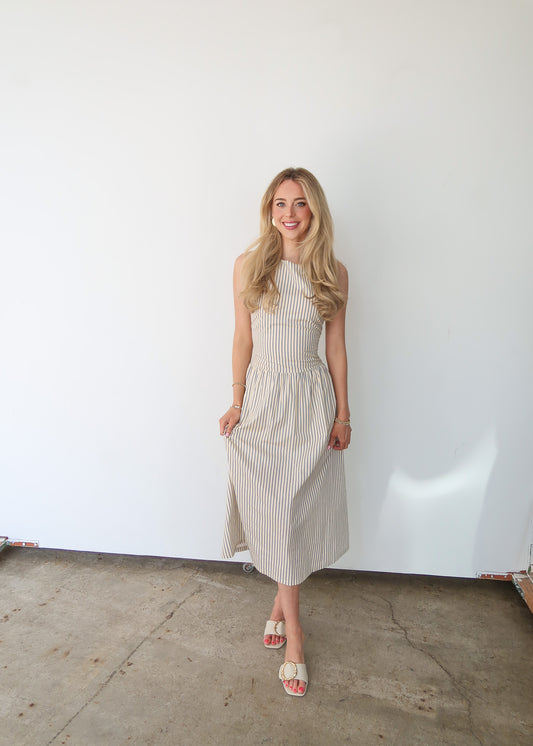 Butter Striped Midi Dress