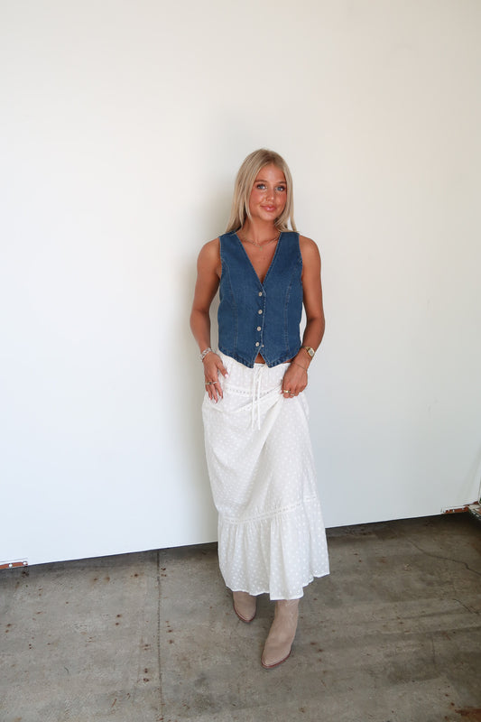 Eyelet Tiered Maxi Skirt