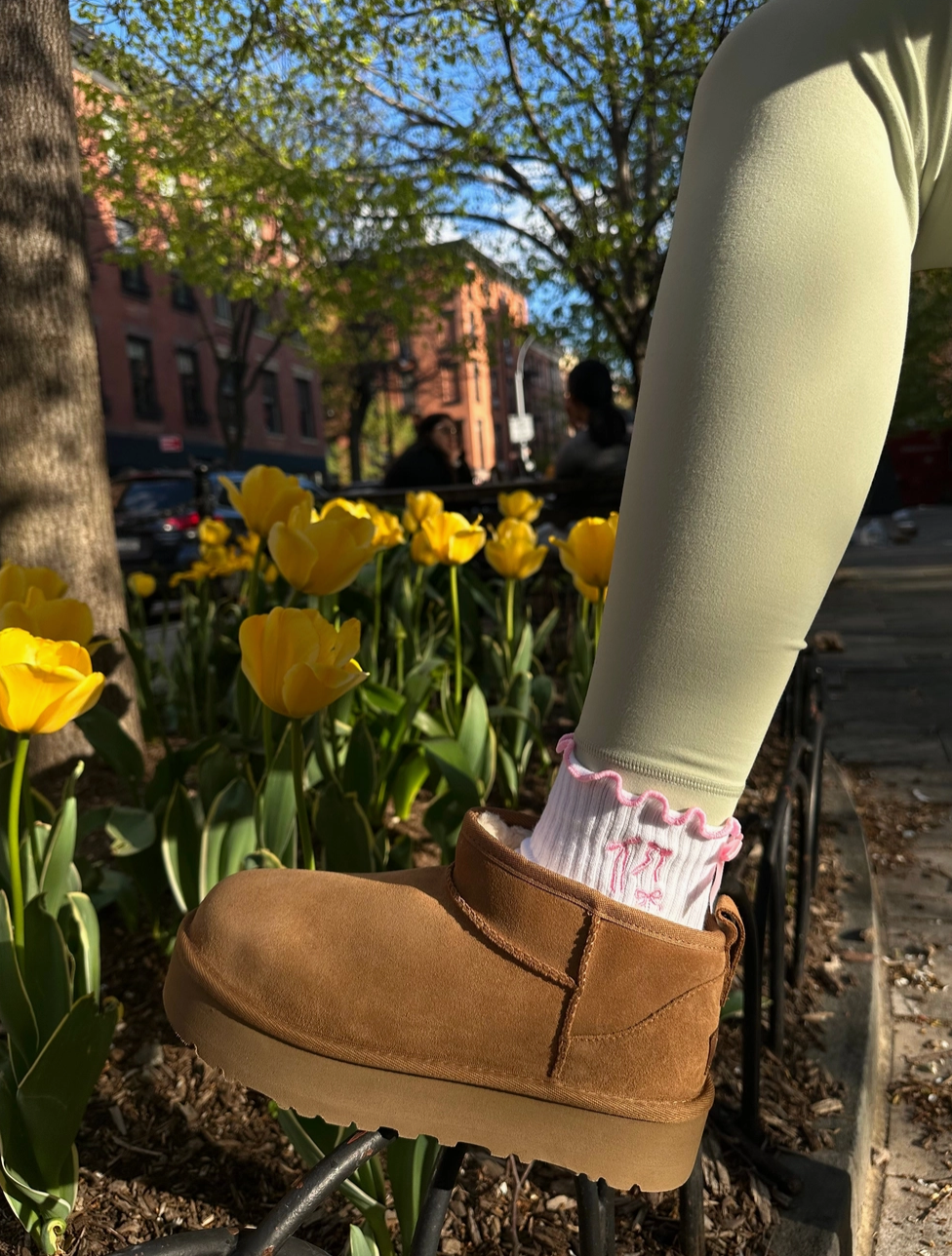 Pink Bow Pilates Socks