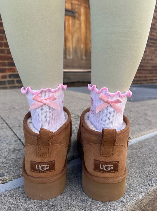 Pink Bow Pilates Socks