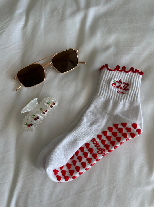 Cherry Pilates Socks