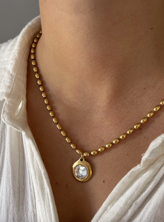 ALV Jewels Bezel Crystal Neckalce