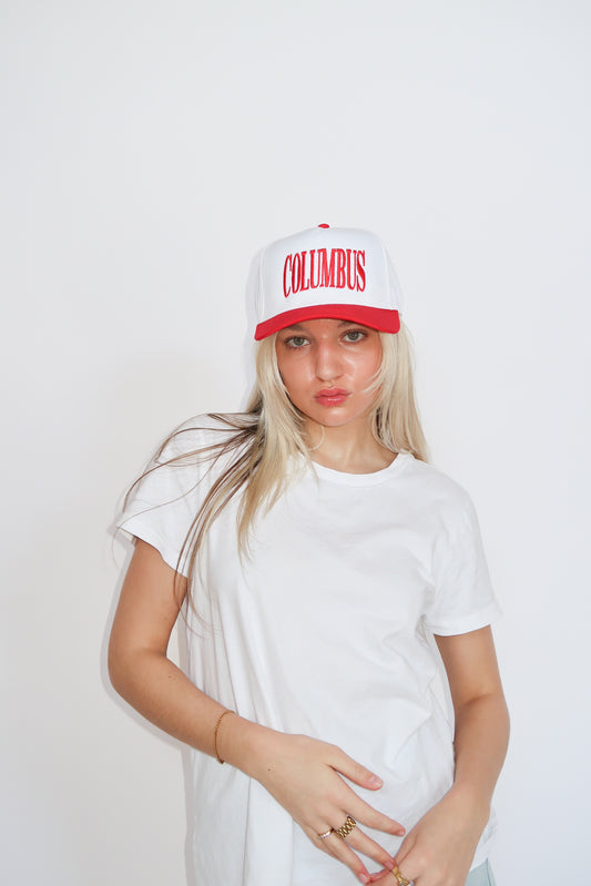 Red and White Columbus Hat