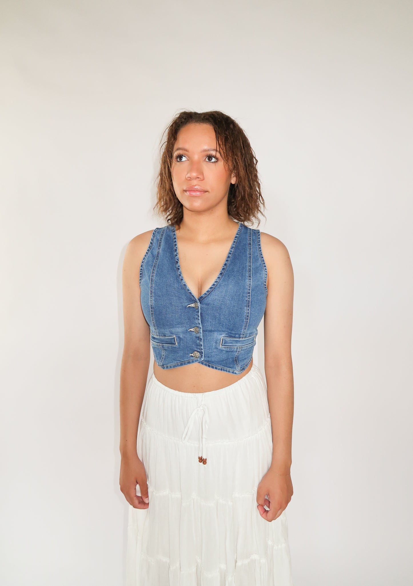 Denim Button Up Vest FINAL SALE