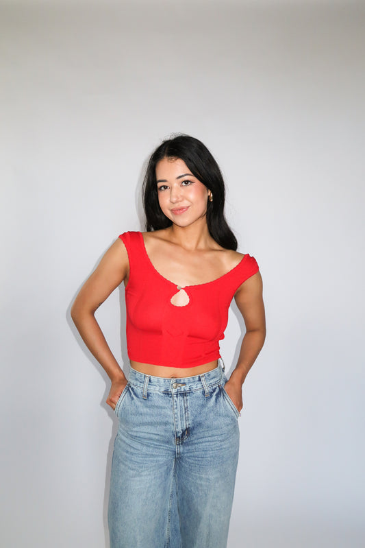 Cherry Knitted Crop Top